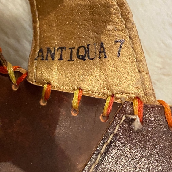 Corkys Antiqua Leather Hand-Painted Boho Toe Post Thong Sandals Size 7 VGC - Picture 10 of 11